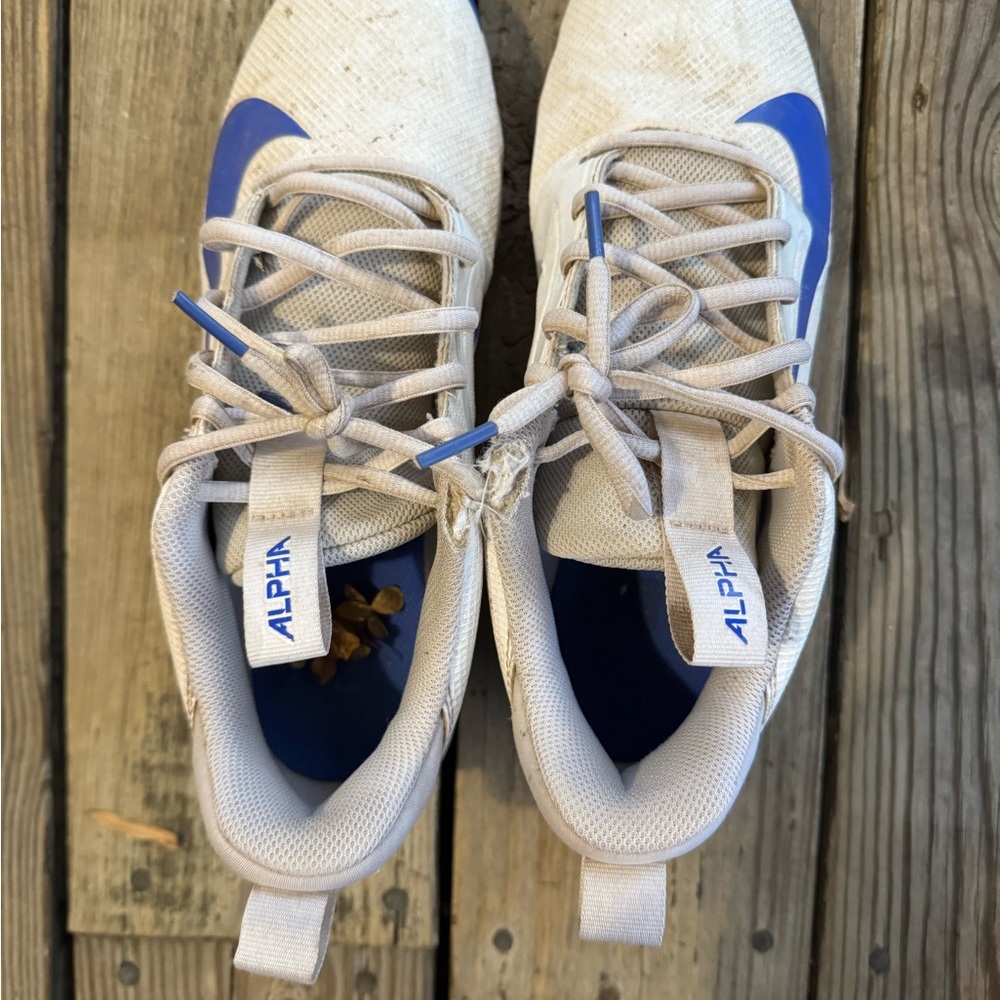 Alpha White and Blue Athletic Cleats
